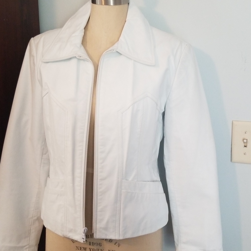 Guess vintage white leather jacket